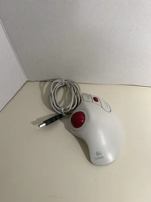 Logitech Trackman Marble Wheel T-BB13 USB Trackball Mouse Tested White - Image 1 of 4