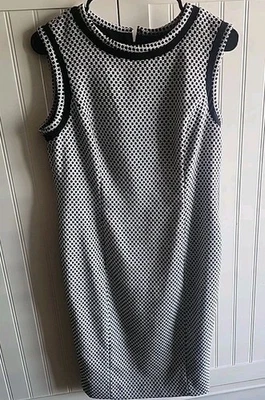 Vestido Albert Nipon Collection Midi Hasta la Rodilla Lunares Negro N Blanco Muy Lindo Foto 1 de 4