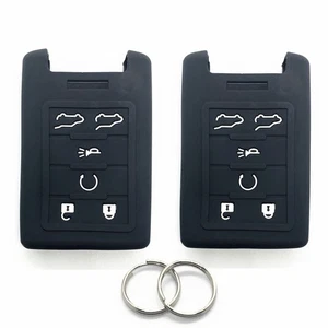 2Pcs Black Silicone For 2007 - 2014 Cadillac Escalade 6 Buttons Key Fob Cover - Picture 1 of 6