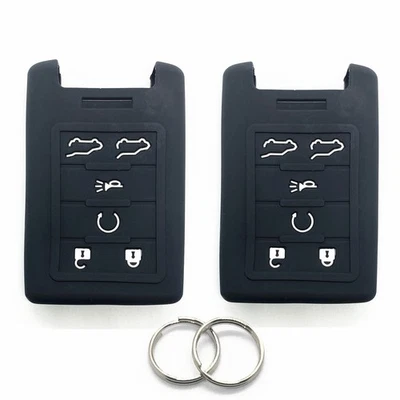 2Pcs Black Silicone For 2007 - 2014 Cadillac Escalade 6 Buttons Key Fob Cover - Image 1 of 4