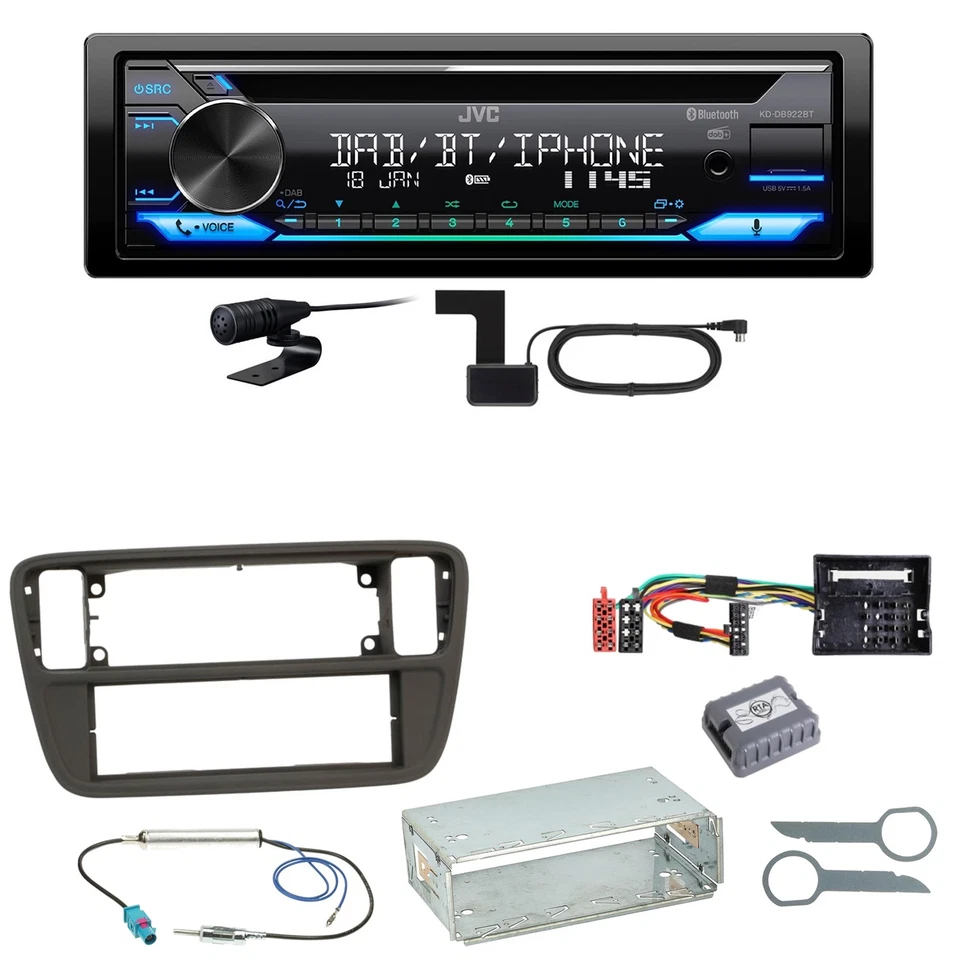 JVC KD-DB922BT Bluetooth Digitalradio Einbauset für Up Seat Mii Skoda Citigo - Bild 1 von 1
