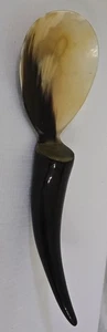 Vintage 2000s Carved Buffalo Horn Serving Spoon,Handcrafted & Polished 12" Tall - Picture 1 of 16
