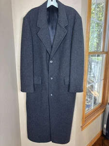 Vintage London Fog Overcoat Mens 40 Long Charcoal Wool Made in USA Topcoat 90s - Picture 1 of 12
