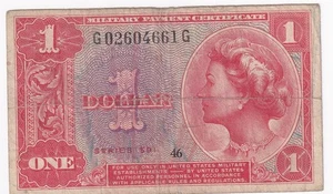 US Military Payment Certificate Series 591 one Dollar - Picture 1 of 2