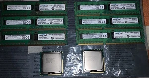 48Gb Micron Crucial (8Gbx6) 2Rx8 PC3L-12800R DDR3-1600 +2 Intel XEON E5620 Proc. - Picture 1 of 7