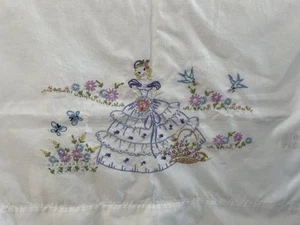 One Bucilla Plaid Embroidery Completed Pillowcase Garden Girl WM45367 - Picture 1 of 21