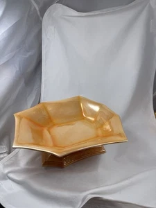 Cowan Kunstkeramik Vintage Ringelblume orange Glanz Trapez Schüssel/Schüssel mit Fuß - Bild 1 von 15