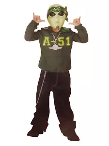 Boys Martian Space Alien Halloween Costume Mask Top & Medallion Medium 6-8 - Picture 1 of 1