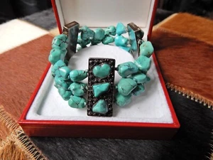 Chinesisches 3reihiges Türkis Armband mit Silber Verschluss - Bild 1 von 15