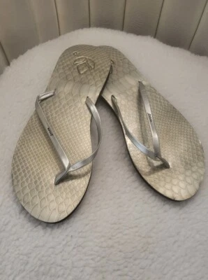 Sandalias Ree para mujer piel de serpiente sintética plateadas talla 10 Foto 1 de 4