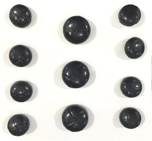 VINTAGE GENUINE LEATHER BUTTONS FOR BLAZER/SPORTJACKET-L32&L24-DARK GREY-NEW - Picture 1 of 2
