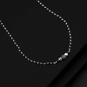 16"to30"925 sterling silver black beaded chain and silver ball mangalsutra ms121 - Picture 1 of 1