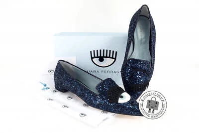 NEW Chiara Ferragni CF823-L 10MM Flirting Glitter Blue Glitter 39 Flat AUTHENTIC - Image 1 of 4
