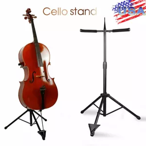 Foldable Tripod Cello Stand Violoncello Display with Bow Hook Holder Design US - Picture 1 of 7