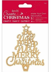 Docrafts wood craft decoration Bare basics wooden Create Christmas Tree 12cm - Picture 1 of 1