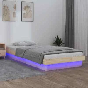 Single Size LED Lights RGB Bed Frame Mattress Base Solid Wood 92x187cm - Picture 1 of 11