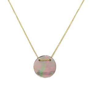 Tahitische Muschel Perle Rund Anhänger Halskette 14k Gelbgold 16,7,& 18 " IN One - Bild 1 von 3