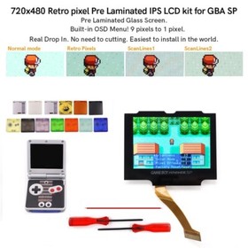 V5 Retro Pixel 720x480 GBA SP Backlight LCD For Game Boy Advance SP + Shell Case