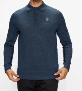 Ted Baker London Core LS Polo, Mid-Blue, Size 2 (Small), Long-sleeved, Free Ship - Picture 1 of 8