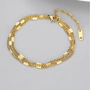 Elegant Three Layer Women's Stainless Steel Versatile Banquet Bracelets Chains - Picture 1 of 6