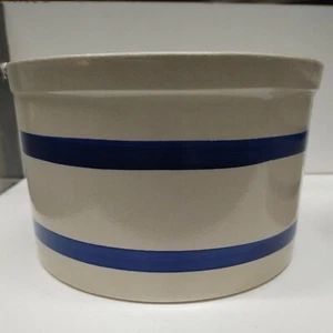 Robinson Ransbottom Roseville Blue Stripe 2 Qt Low Jar Stoneware Crock - Picture 1 of 5