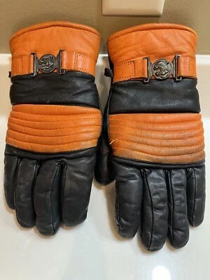 Vintage Arctic Cat Gloves Snowmobile Leather Orange &Black Men’s Medium Preowned - Image 1 of 4