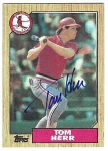 Autogrammkarte Tom Herr 1987 Topps St. Louis Cardinals #721 mit Echtheitszertifikat  - Bild 1 von 1