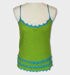 Cambridge Dry Goods Tank Top Womens Tag Size Medium Green Blue Knit - Picture 1 of 9