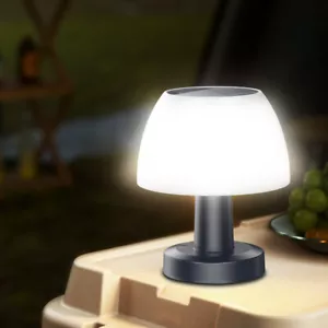 LED Solar Tischlampe Dimmbar USB und Solar Aufladbar Akku Außen Tischleuchte - Bild 1 von 21