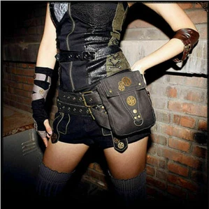 Women's Steampunk Waist Pack Rock Punk Belt Bag Drop Leg Hip Bum Holster Vintage - Picture 1 of 10