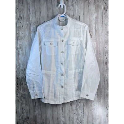 J.Mclaughlin новый с Ярлыками 100% льняной Vista куртка S женщин белая эмаль карманы на пуговицах - Изображение 1 из 4