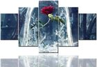 Home Decor Wall art, HD printed on canvas,(Unframed) , Rose in a bottle 5pc