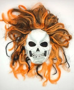 VTG Easter Unlimited Skull Halloween Mask With Orange & Black Hair - Picture 1 of 6