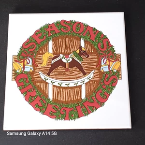 Vintage E la Bicottura Season's Greeting's Keramikfliese handbemalt Made in Italy - Bild 1 von 6