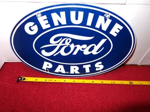 11 x 7 in FORD CARS & TRUCKS GENUINE PARTS ADVERTISING SIGN HEAVY METAL - S 30 C - Picture 1 of 6