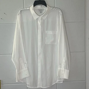 Nine West Womens 2X Hidden Button Down White Long Sleeve Shirt - Picture 1 of 7