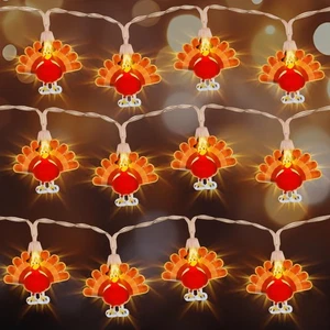 Mosoan [Timer] Thanksgiving Dekorationen Türkei Lichter Dekor, 10 Fuß 20 LED Bat... - Bild 1 von 7