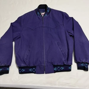 VTG 90s Faded Walls Mountain Navajo Purple Aztec Work Bomber Chore Jacket Sz. XL - Picture 1 of 8
