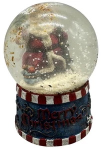 Vintage Weihnachtsmann Weihnachten Schneekugel mit blauem & rotem Sockel 6" hoch LESEN - Bild 1 von 8