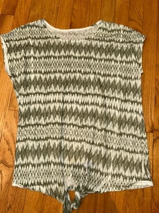 CORAL BAY Shirt Damen Petite Large P L Kurzarmshirt grün/braun/weiß - Bild 1 von 2