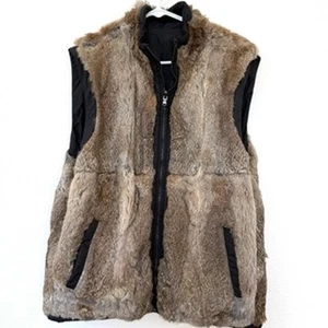 MICHAEL KORS Reversible Fur Vest Black Nylon Rabbit Sheepskin Trim Men L - Picture 1 of 10