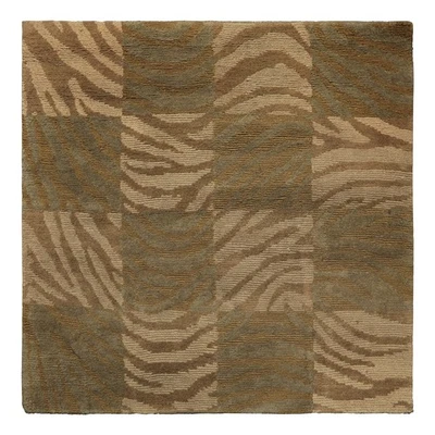4x4 Square Hand Knotted Wool Tan Tibetan Modern & Contemporary Rug - Image 1 of 4