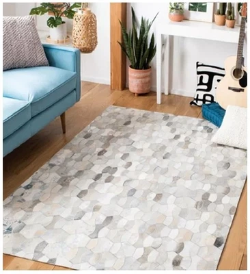 Leather Carpet Patchwork Natural Cowhide Hair on  Leather Modern Design RoomAA83 - Image 1 of 4
