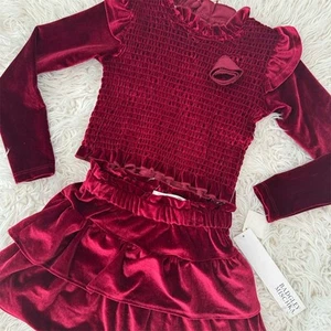 Badgley Mischka Girls 3T Red Burgundy Velvet Holiday Dress Party Winter SO CUTE - Picture 1 of 9
