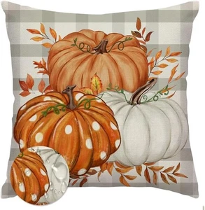 RABUSOFA Fall Outdoor Pillows Covers 18x18 Inch 18 x 18 (Pack of 1), Orange - Picture 1 of 7