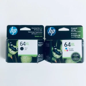 2023 Genuine HP 64XL Black + Tri-Color Ink Cartridge Set High Yield 2 Pack - Picture 1 of 2