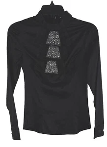 Women’s Blouse Embellished Jabot Black Size Medium - Picture 1 of 5