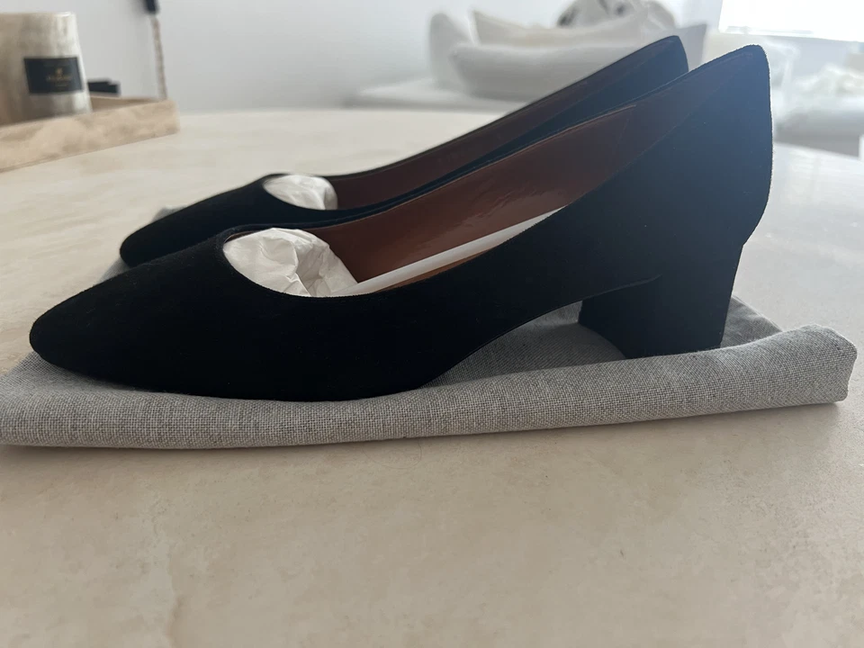 Aquatalia Pasha Black Suede Pumps Heels 1.8" Waterproof - US 8.5 (Made In Italy) - Image 1 of 4