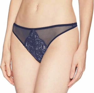 B.Tempt'd Ciao Bella Thong Size M 12 14 Peacock Blue Lace Knickers Wacoal 976144 - Picture 1 of 12