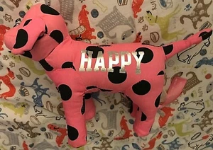 VICTORIA'S SECRET PINK DOG - Stuffed Pup Iconic Mascot! "HAPPY" Print DOG - Imagen 1 de 7